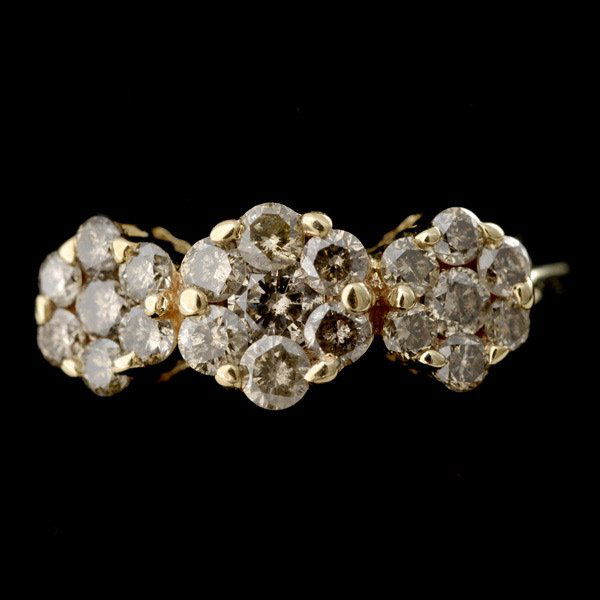 DIAMOND, 10K YELLOW GOLD RING.: DIAMOND, 10K YELLOW GOLD RING. Featuring twenty-one full-cut diamonds weighing a total of approximately 0.80ct, prong set in a 10k yellow gold mounting. 2.8 dwts.