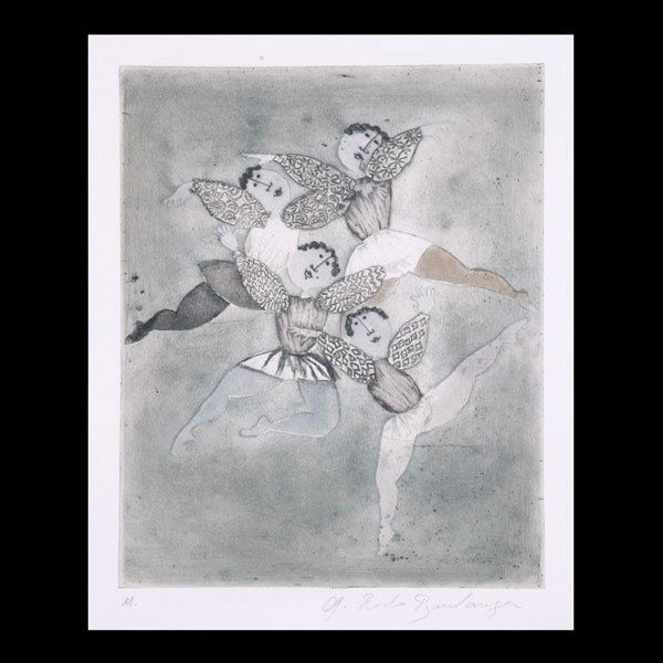 Graciela Rodo Boulanger, four fairies: Graciela Rodo Boulanger (Bolivian, b. 1935) Framed lithograph, Four Fairies, signed lower right, 12 x 9.5 inches.