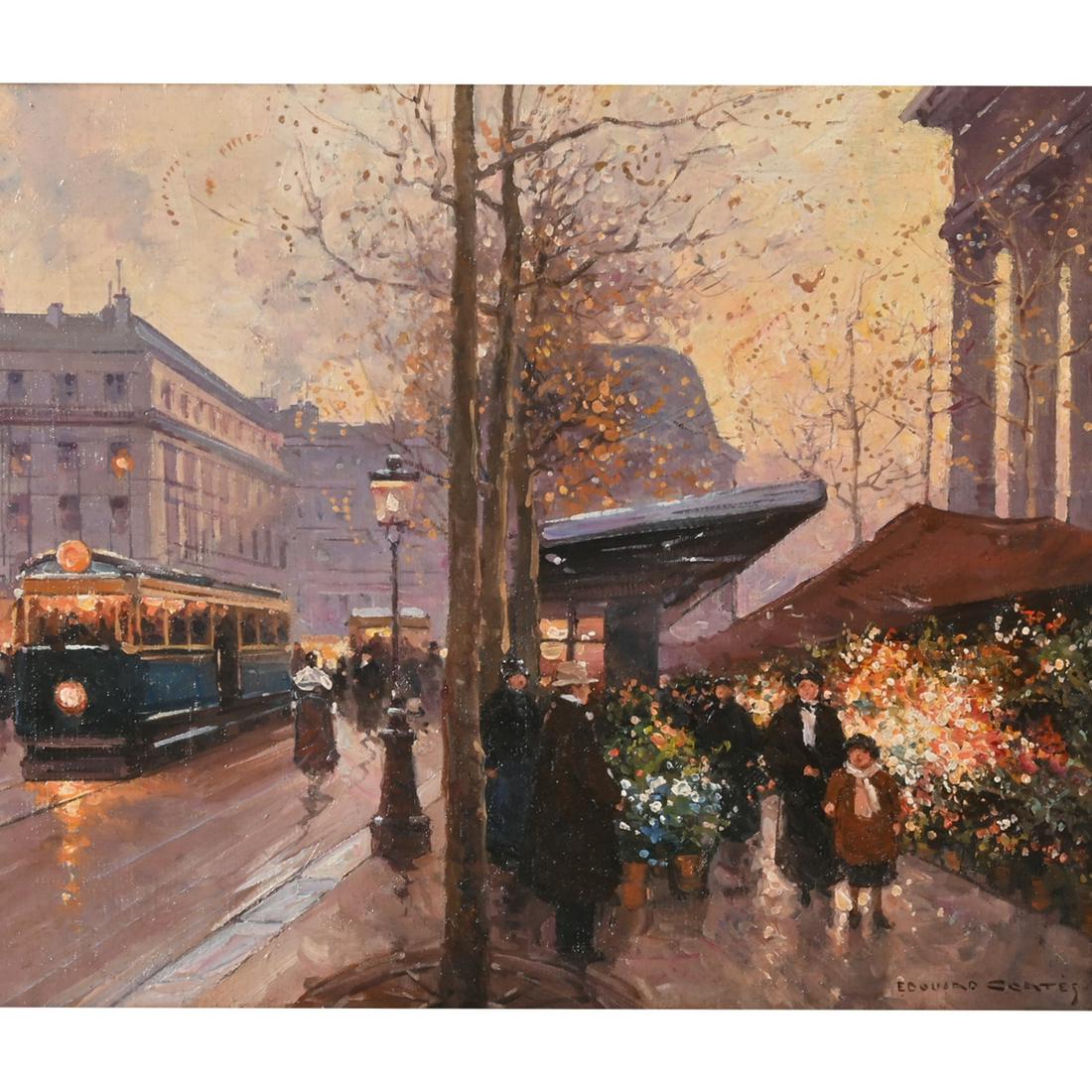 Edouard Leon Cortes "Flower Stands" oil on canvas (1 of 5)