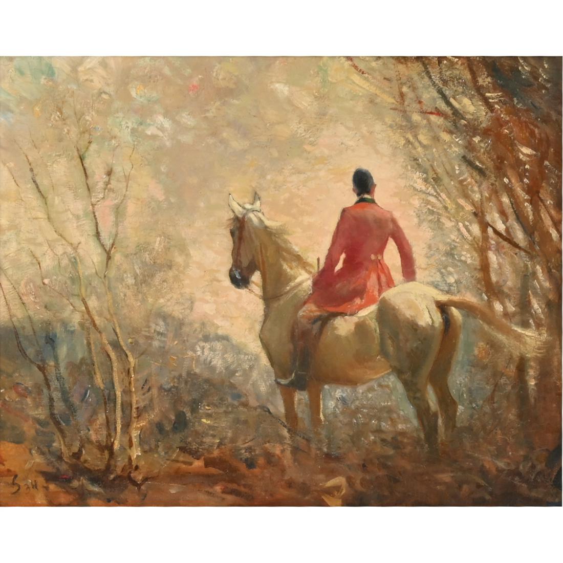 Edward Seago "Huntsman on a Horse" oil on board (1 of 5)