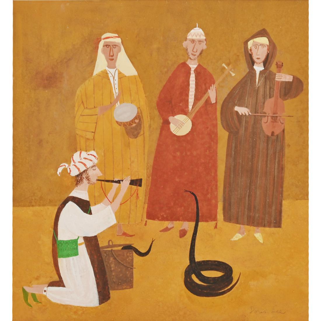 Doris Lee "Snake Charmer" gouache on paper (1 of 4)