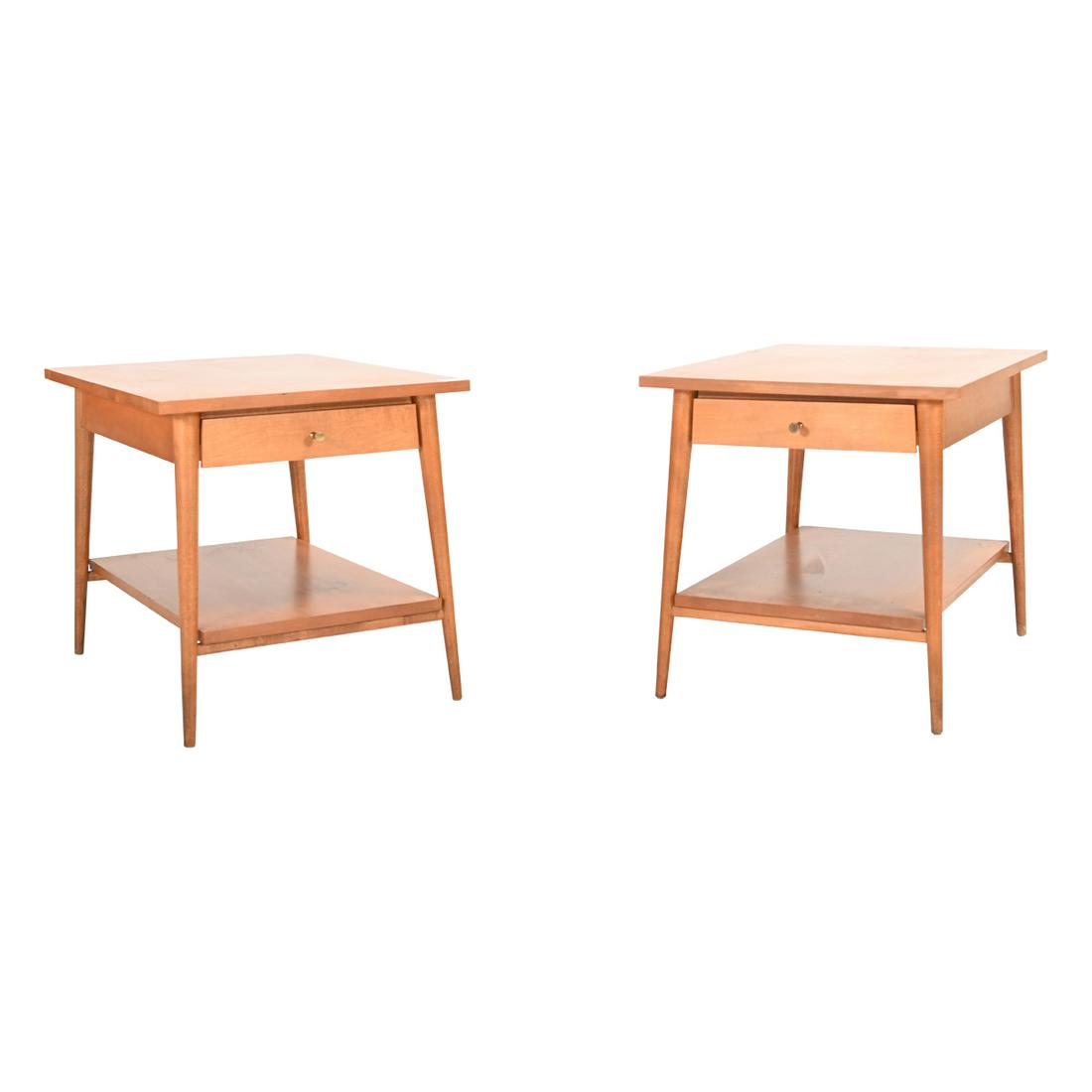 Pair of Mid-Century Modern Paul McCobb Planner Group: Pair of Mid-Century Modern Paul McCobb Planner Group End Tables, 1587. Paul McCobb (1917-1969). The Planner Group furniture was produced for Winchendon Furniture, MASS. Label to drawer interior reads