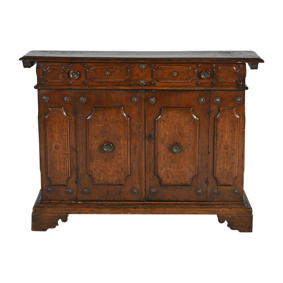 18th Century Italian Baroque Inlaid Walnut Credenza. (1 of 3)
