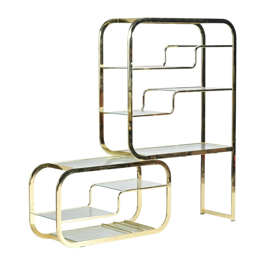 Two Piece Milo Baughman Style Mid-Century Modern Brass (1 of 2)