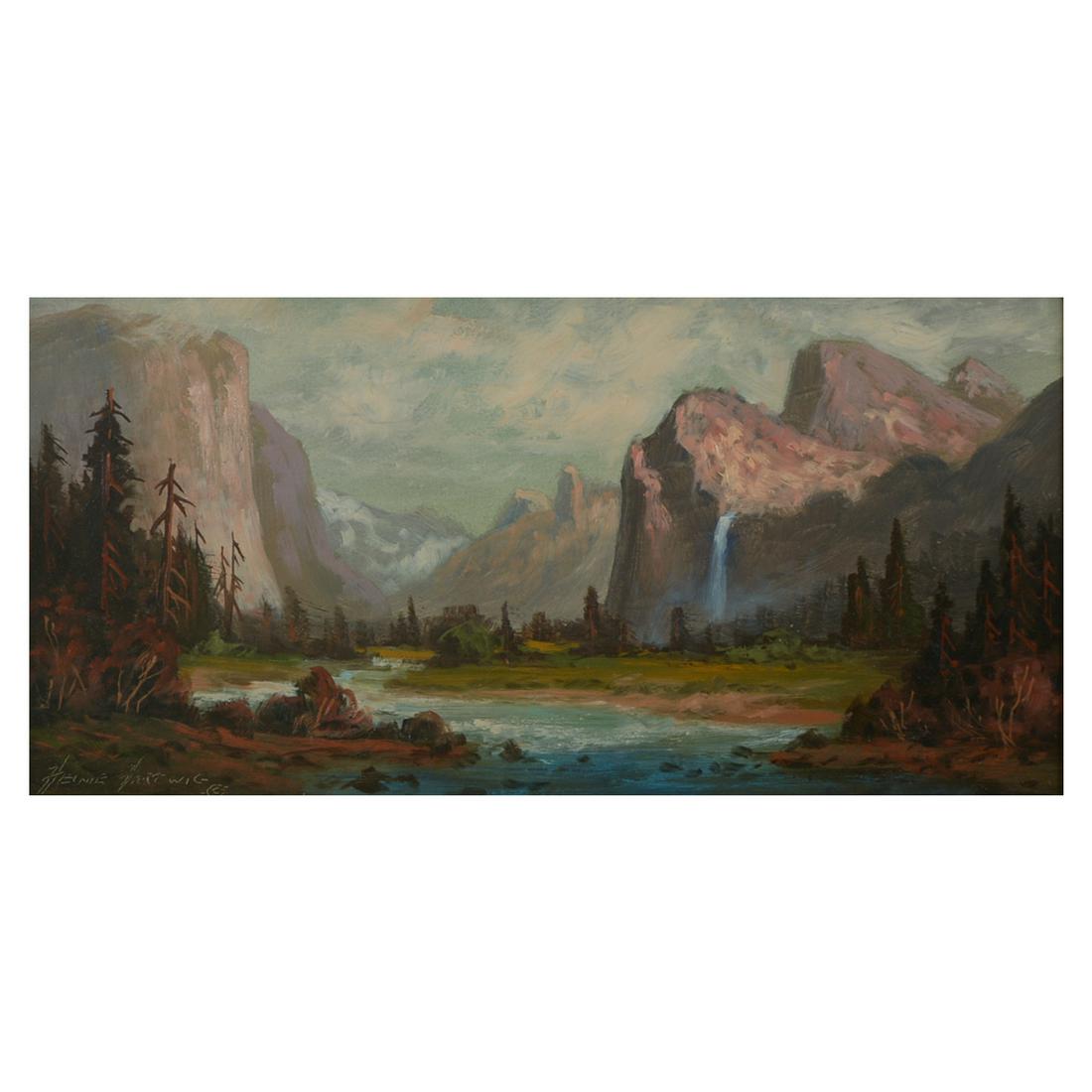 Framed Oil on Panel, Yosemite, by Heinie Hartwig. (1 of 1)
