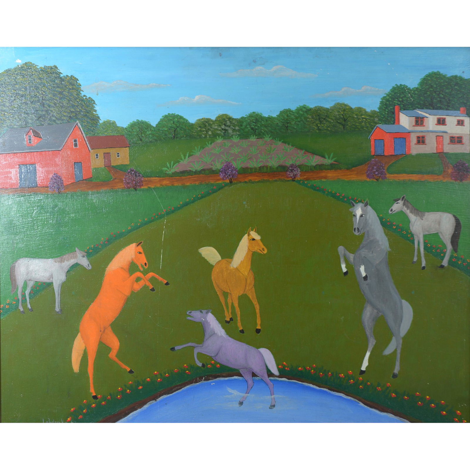 Painting, Lawrence Lebduska, Horses at Play (1 of 1)
