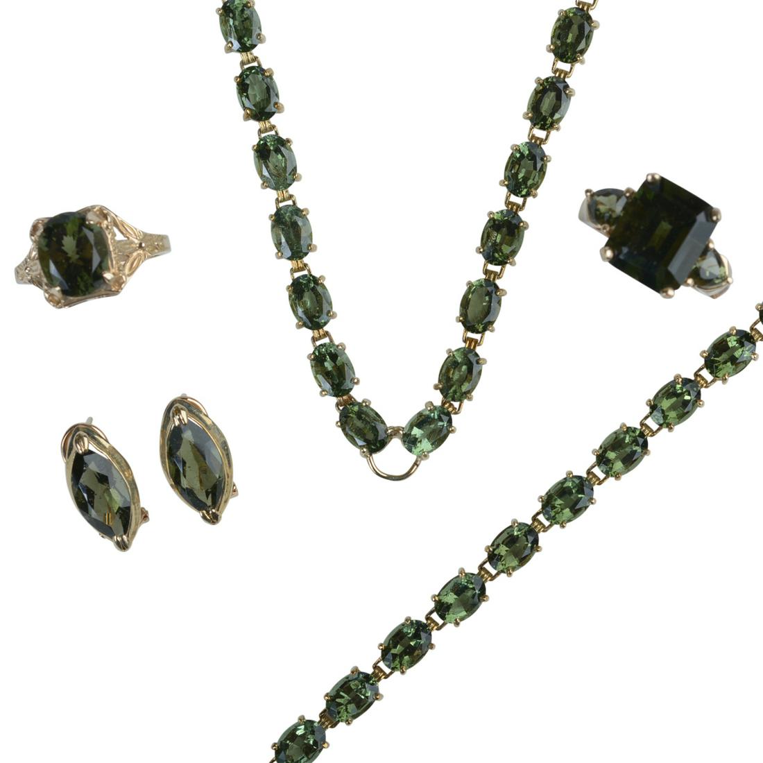 Moldavite, 10k Yellow Gold Jewelry Suite. (1 of 5)