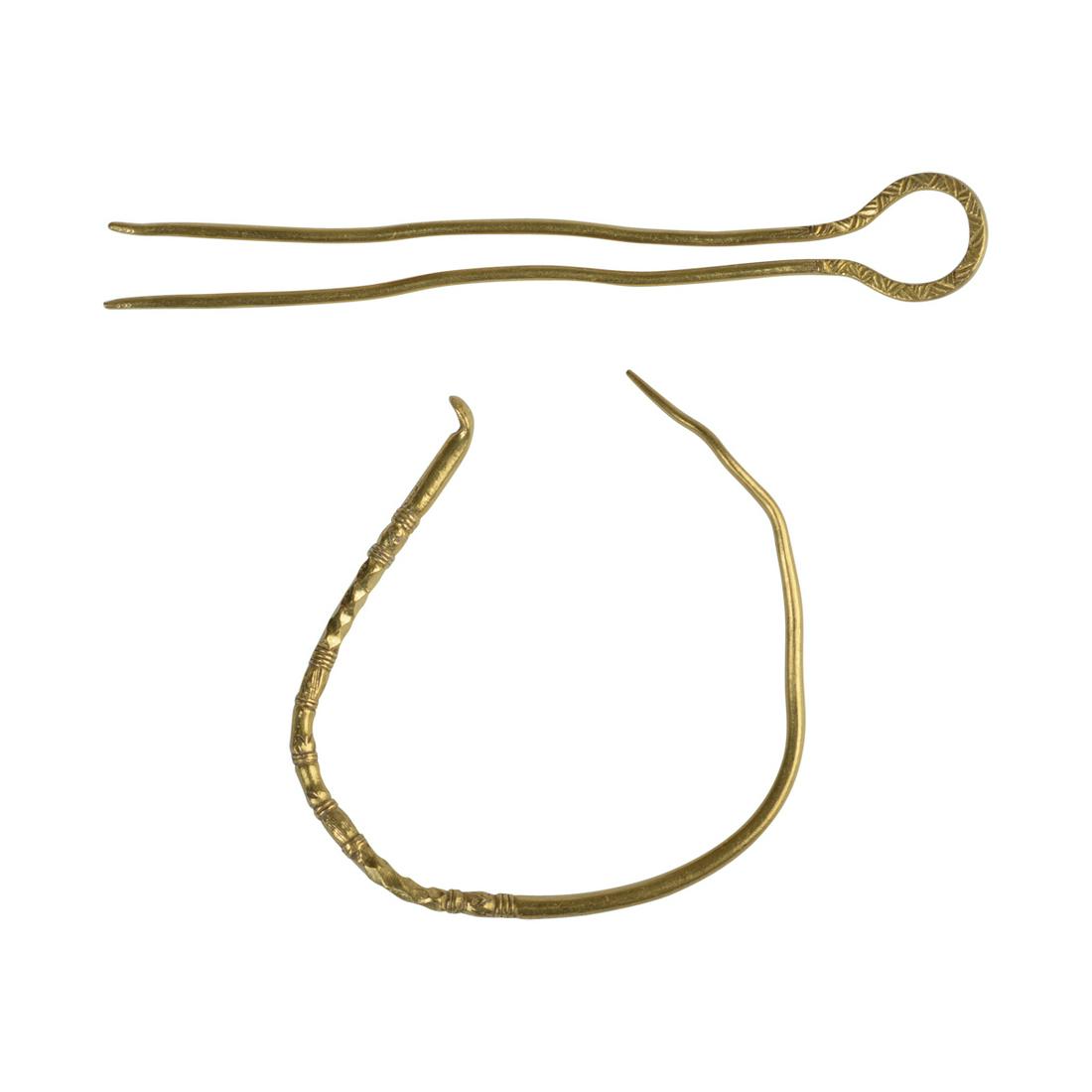 Collection of Two Chinese 24k Yellow Gold Hair (1 of 3)