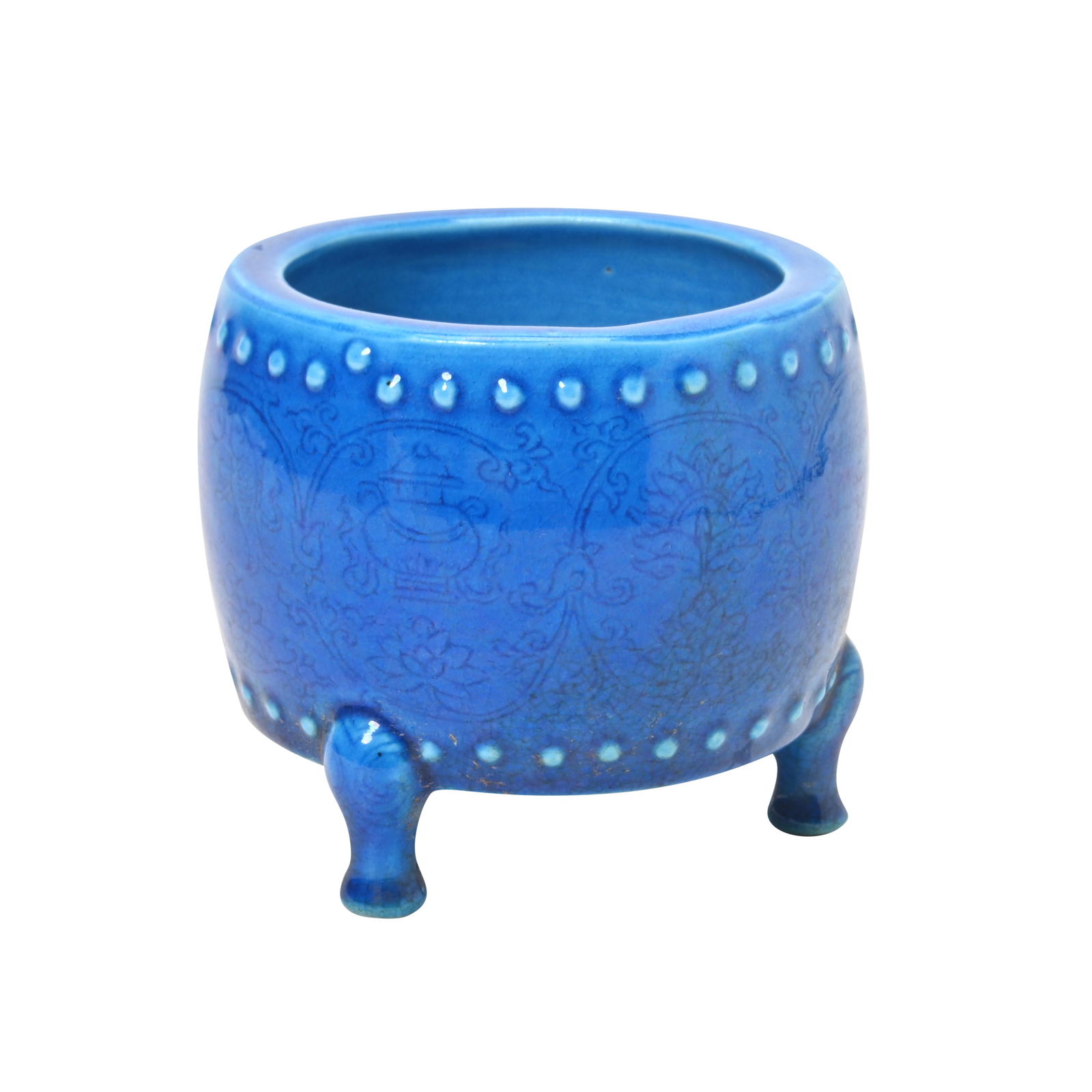 Chinese Blue Bajixiang Tripod Censer. (1 of 4)