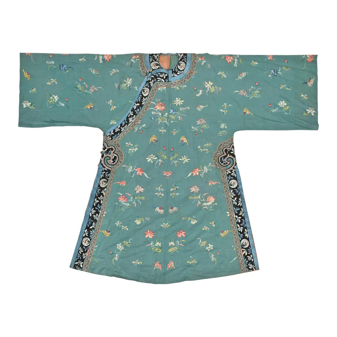 Chinese Green-Ground Silk Embroidered Robe (1 of 4)