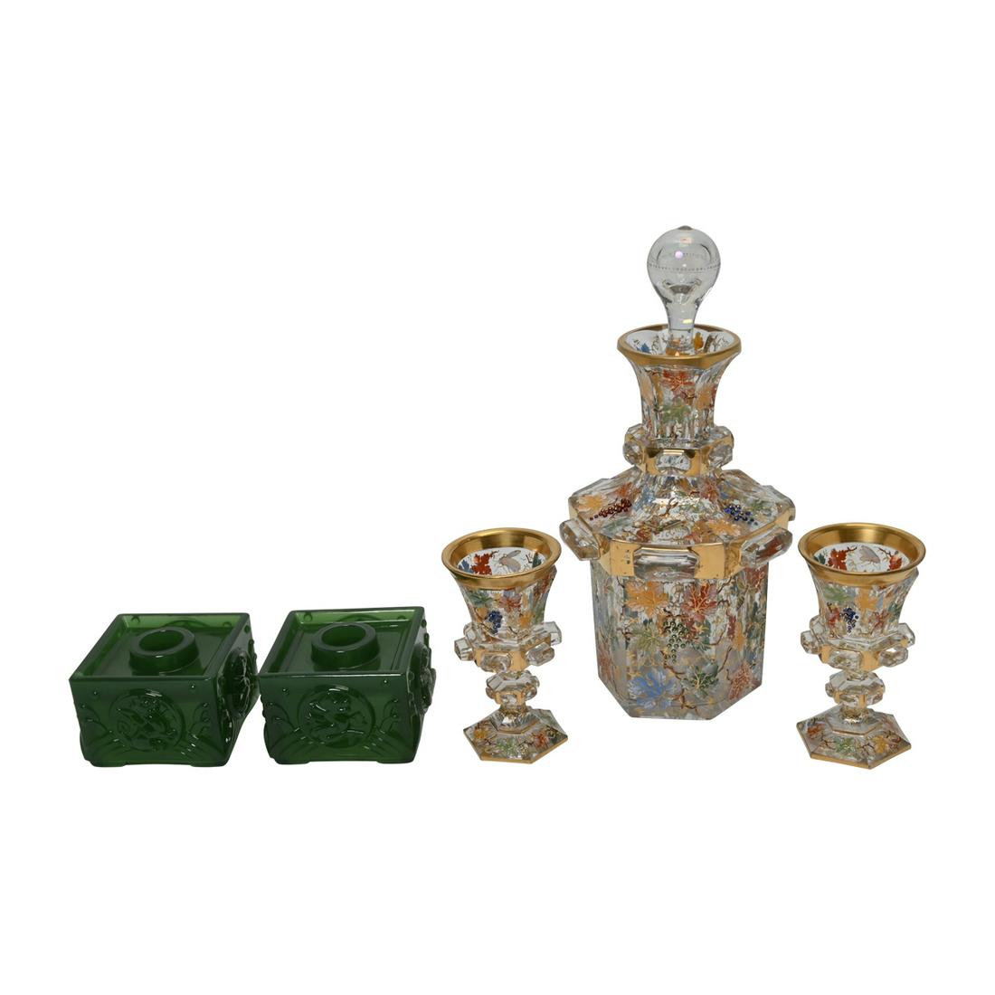 Five Continental Style Glass Table Articles. (1 of 3)