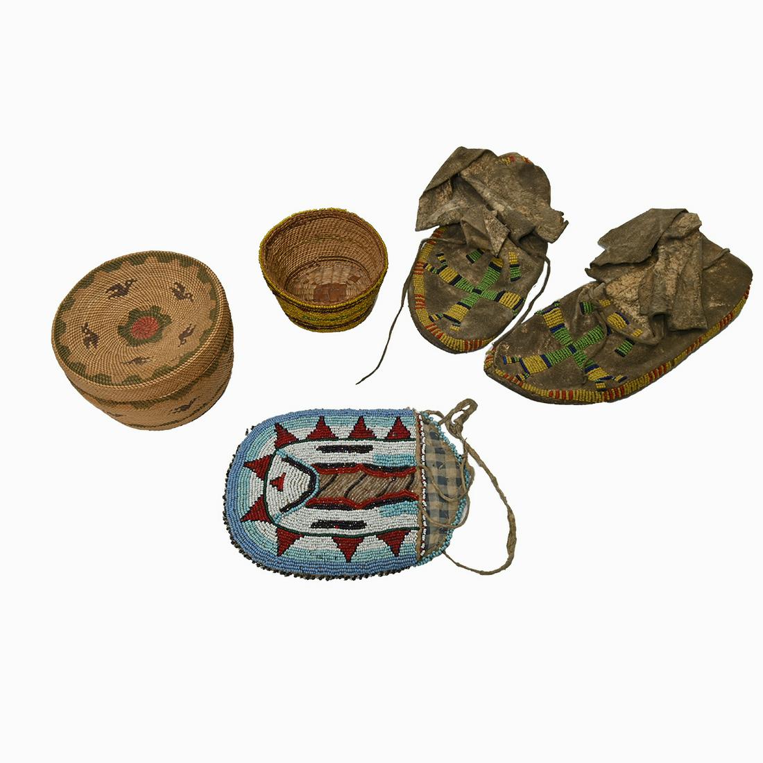 Native American Trade Bead Purse, Moccasins and (1 of 3)