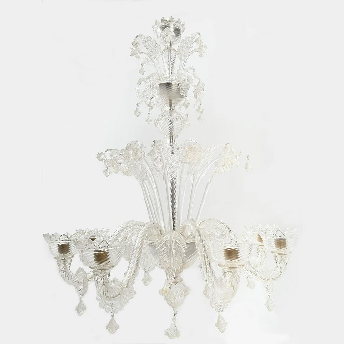 Archimede Seguso Murano Glass Eight Light Chandelier. (1 of 3)