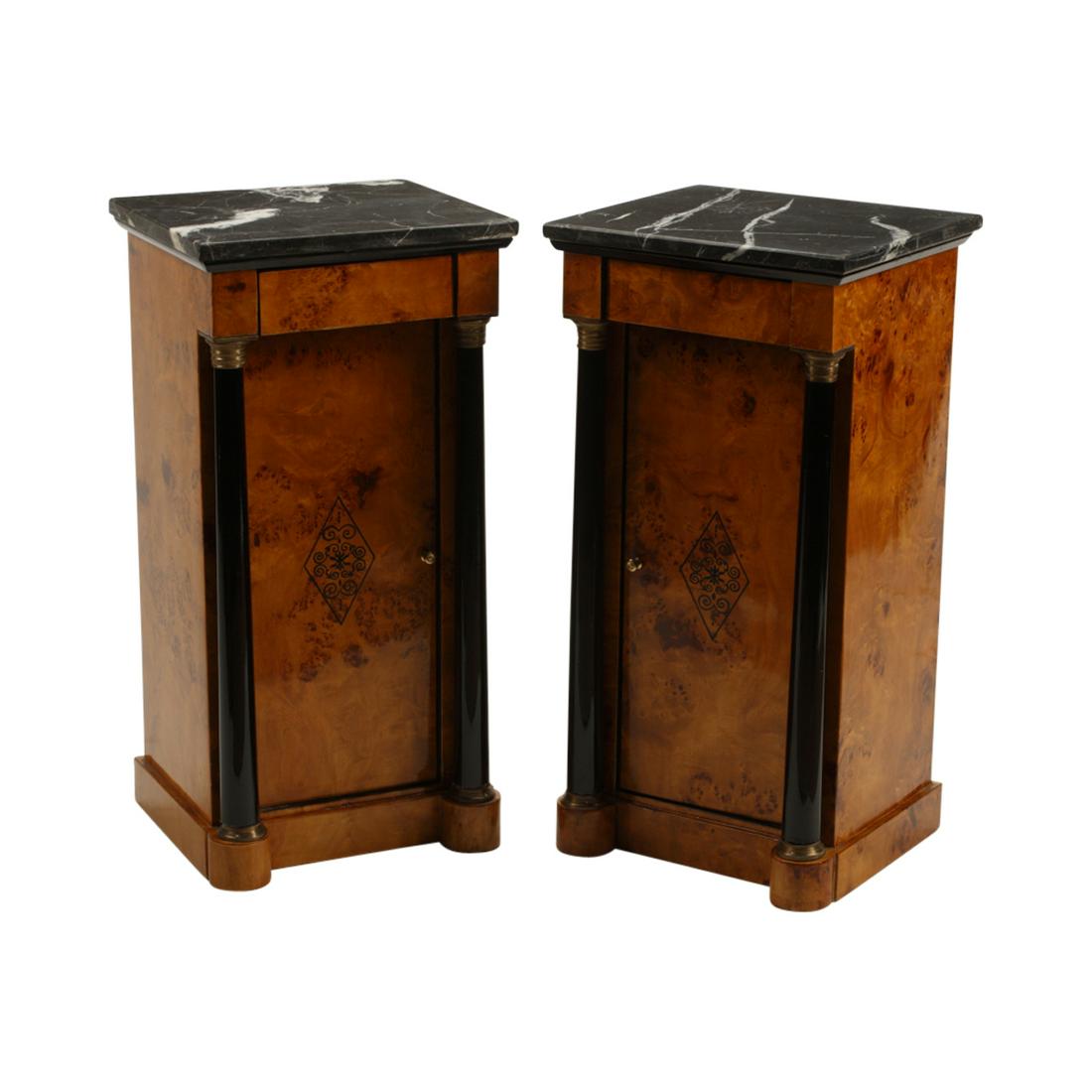 Pair of Charles X Style Nightstands with Black Marble (1 of 3)