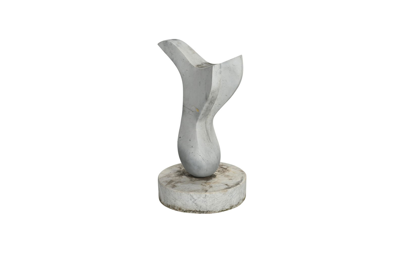 Manfred Karl Eberhardt "Whale Tail, 2003" carrera: MANFRED KARL EBERHARDT (German/American, 1930 - 2020), ''Whale Tail, '' 2003, carrera marble, on oval marble base, sculpture: 16.25 x 11 x 6.5 inches, overall (with base): 20.5 x 11.5 x 11.5 inches in