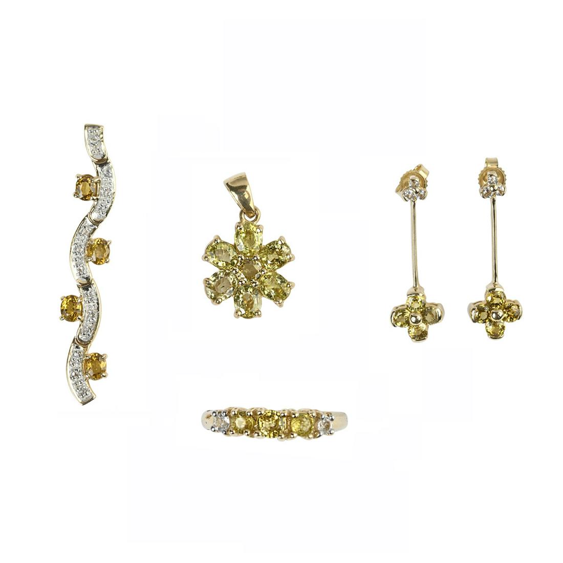 Garnet, Colorless Topaz, 14k Yellow Gold Jewelry Suite. (1 of 11)