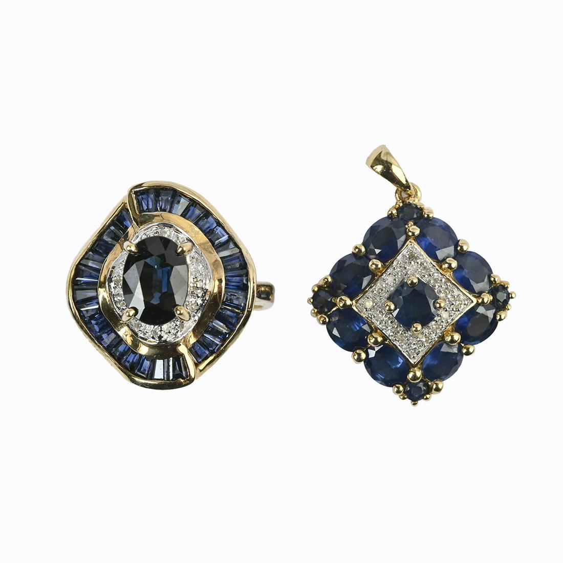 Sapphire, Diamond, 14k Gold Jewelry Suite. (1 of 3)