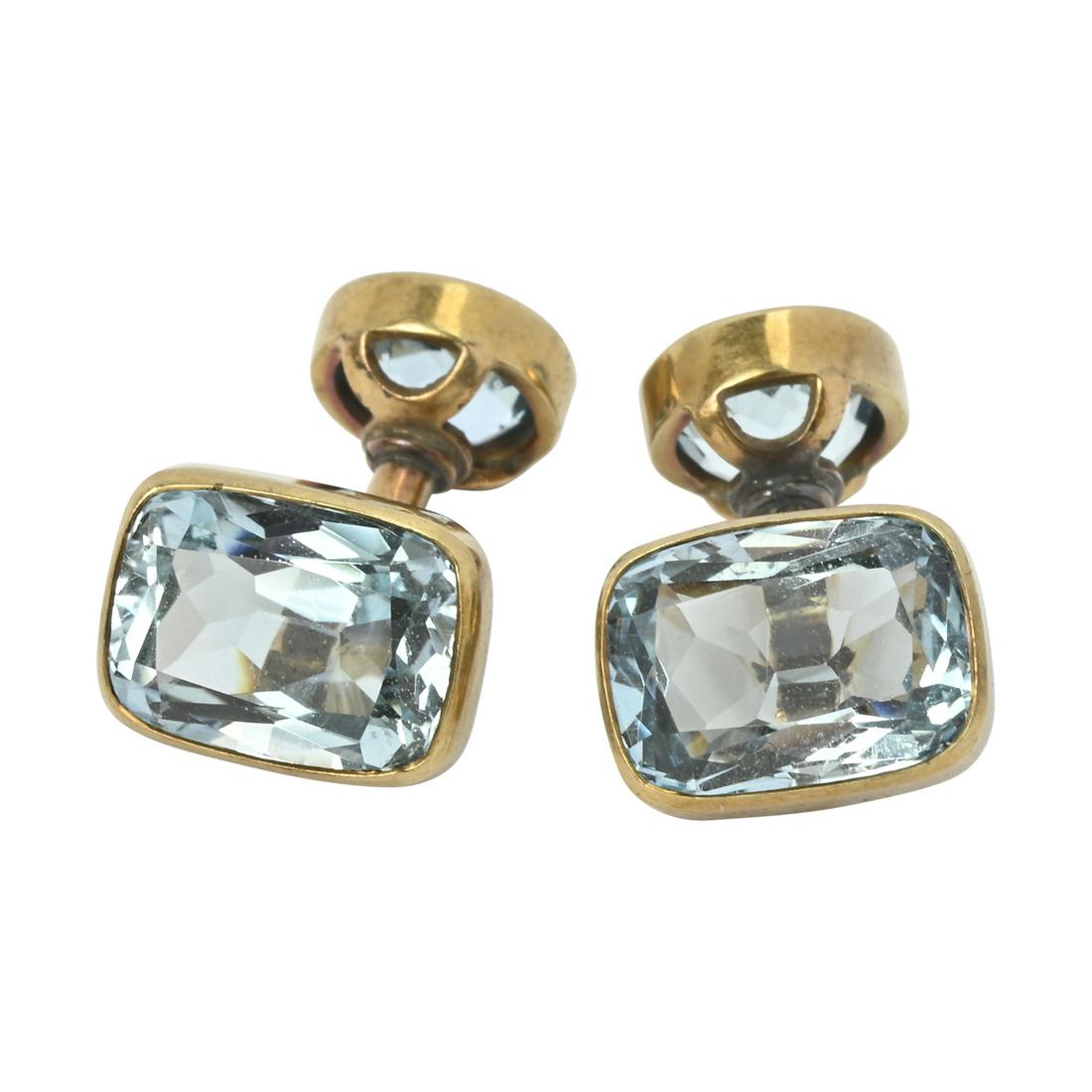 Pair of Blue Topaz, 14k Yellow Gold Cufflinks. (1 of 3)