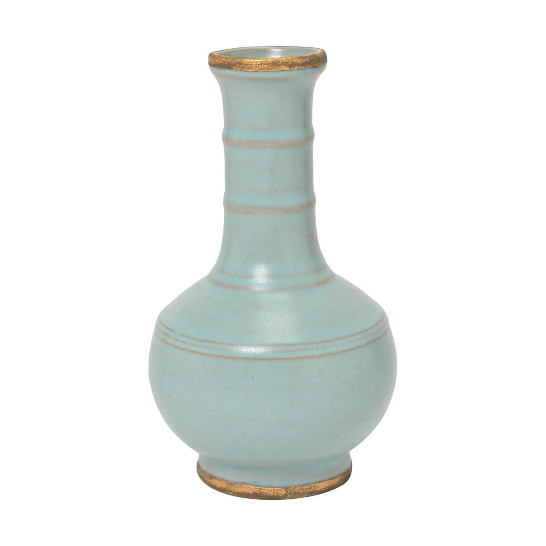 Chinese Celadon Glaze 'Bamboo Neck' Vase. (1 of 2)
