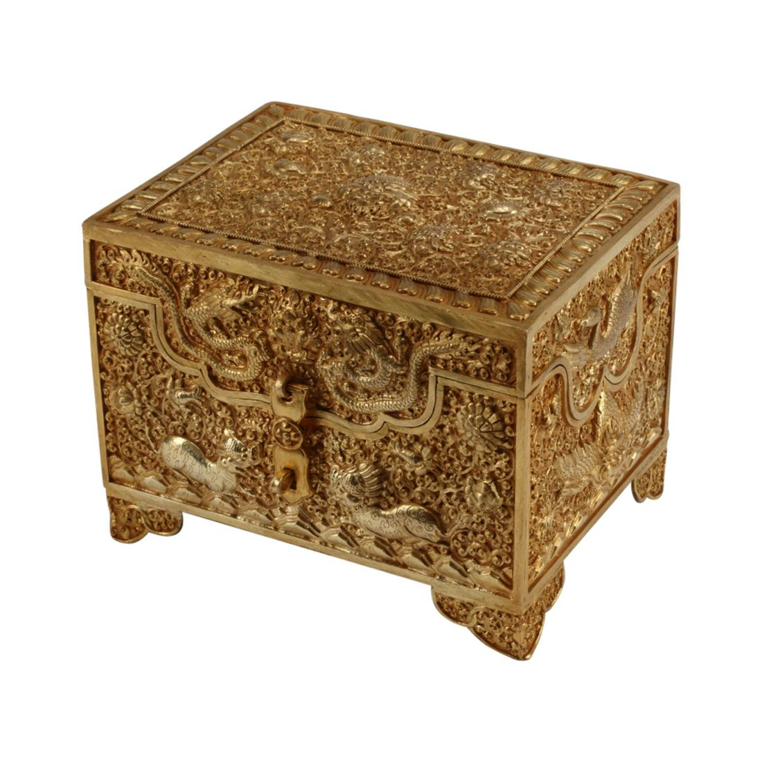 Asian Repousse and Dore Bronze Box. (1 of 3)