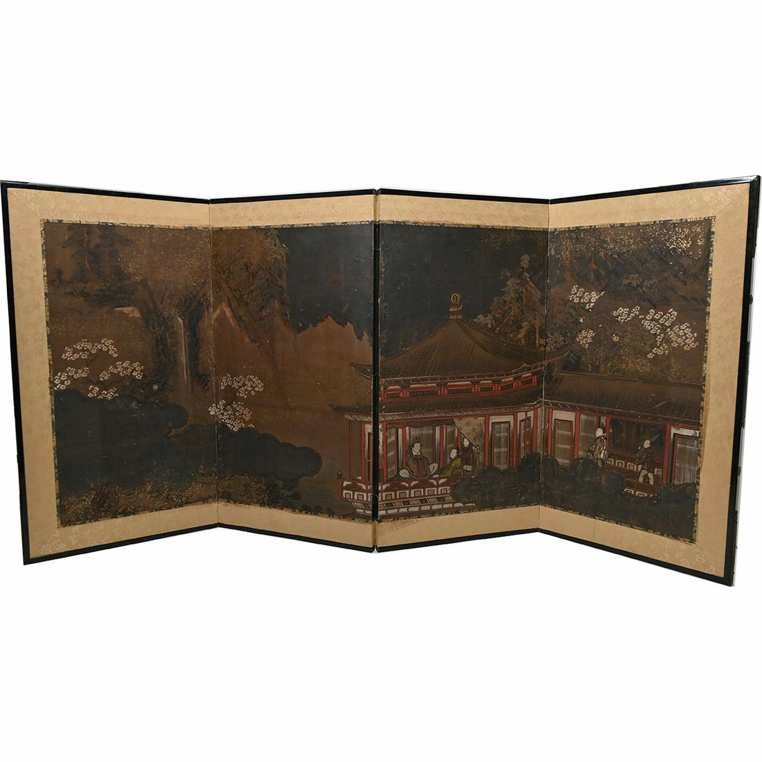 A Japanese Four-Panel Folding Screen. (1 of 2)