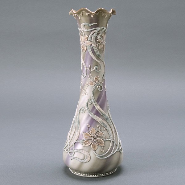 Nippon Moriage Porcelain Vase w/ Raised Decoratio: Nippon Moriage Porcelain Vase with Raised Floral Decoration {Height 11 5/8 inches} [Good condition]
