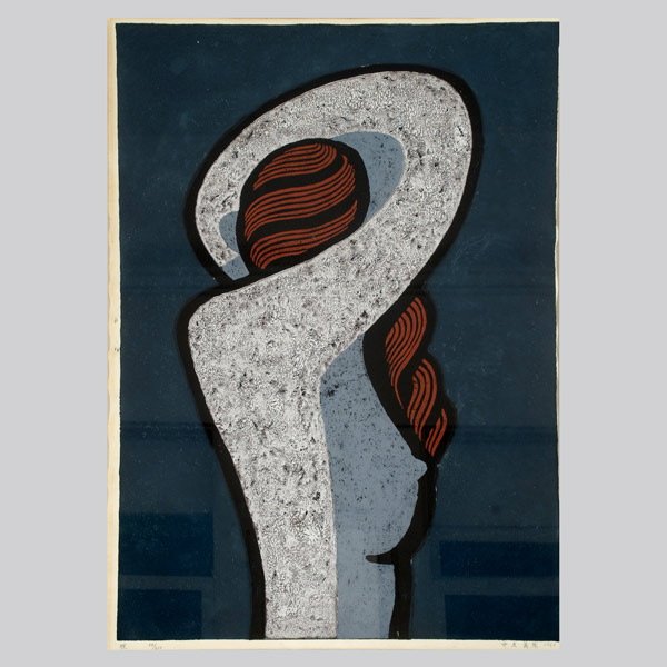 MODERN JAPANESE WOODBLOCK PRINT OF NUDE