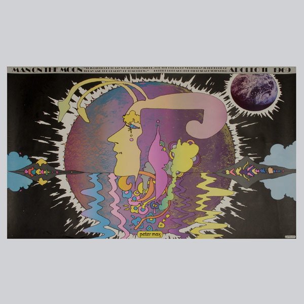 PETER MAX POSTER 1969 MOON LANDING