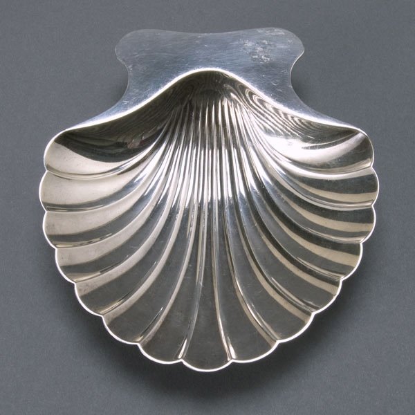 Tiffany & Co. Sterling Shell Nut Tray: Tiffany & Co. Sterling Shell Nut Tray with Two Ball Feet {Total silver weight 4.21 troy oz; length 5 1/2 inches}