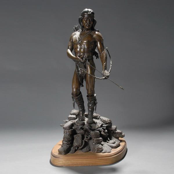 JERRY ANDERSON, "On Forefathers Ground" Bronze: JERRY ANDERSON "On Forefathers Ground" Bronze 27 x 13 x 12 1/2 with base On back Jerry Anderson, 1982, # 7 of 25 Good Condition.