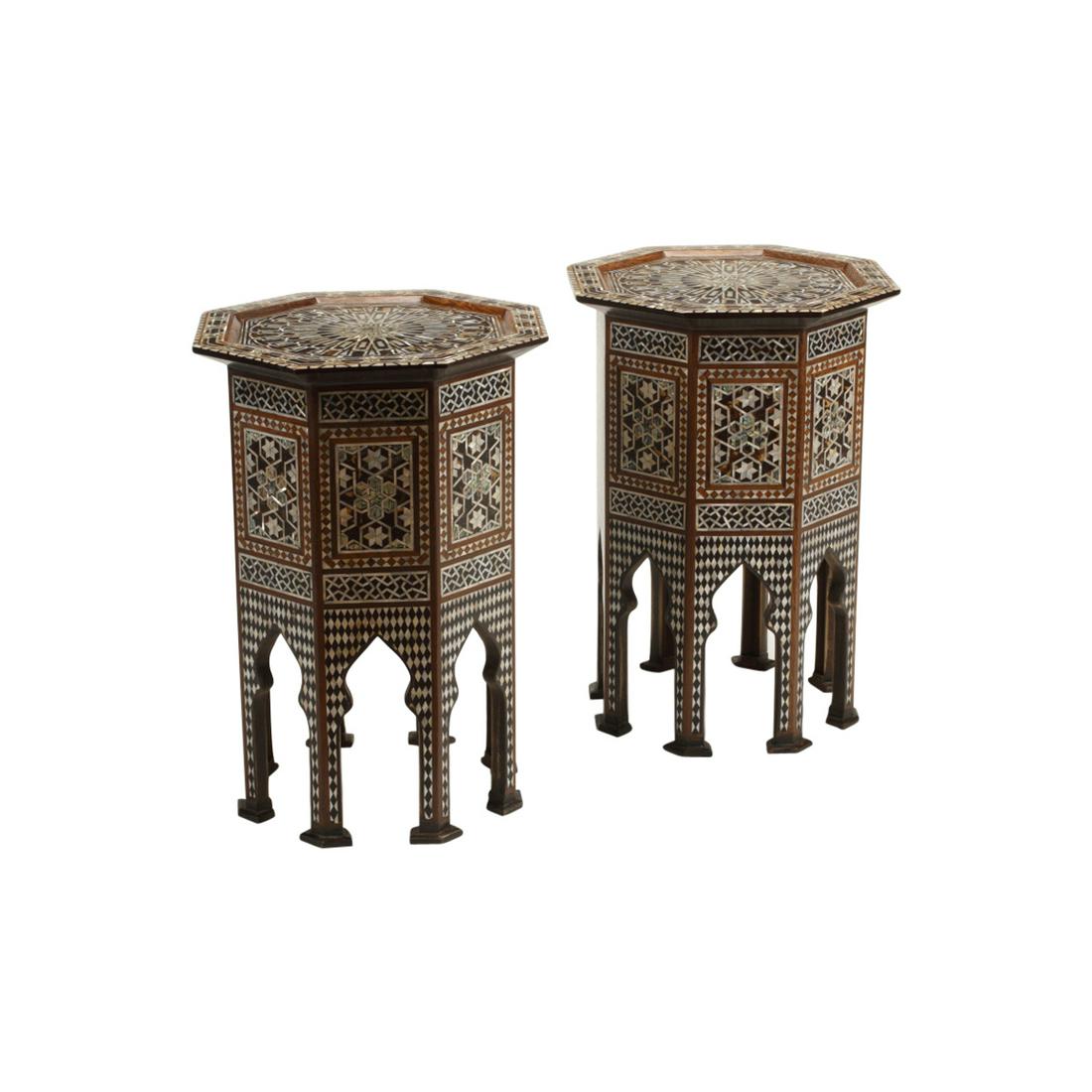 Pair of Moorish Inlaid Octagonal Side Tables. (1 of 3)