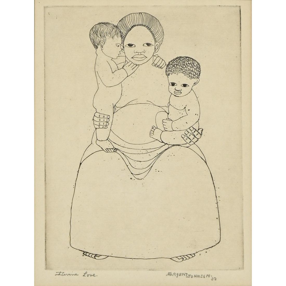 Sargent Johnson, "Divine Love'', etching (1 of 5)