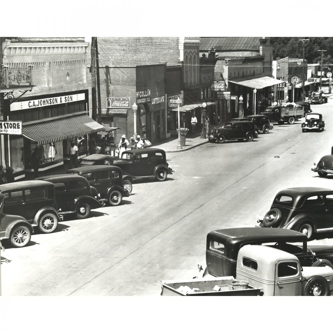 Walker Evans, ''Main Street of County Seat'', gelatin: WALKER EVANS (American, 1903â€“1975), ''Main Street of County Seat, Alabama'', 1936, gelatin silver print, image size: 10.25 x 12.75, overall (framed): 17 x 19.5 inches, later impression, stamped