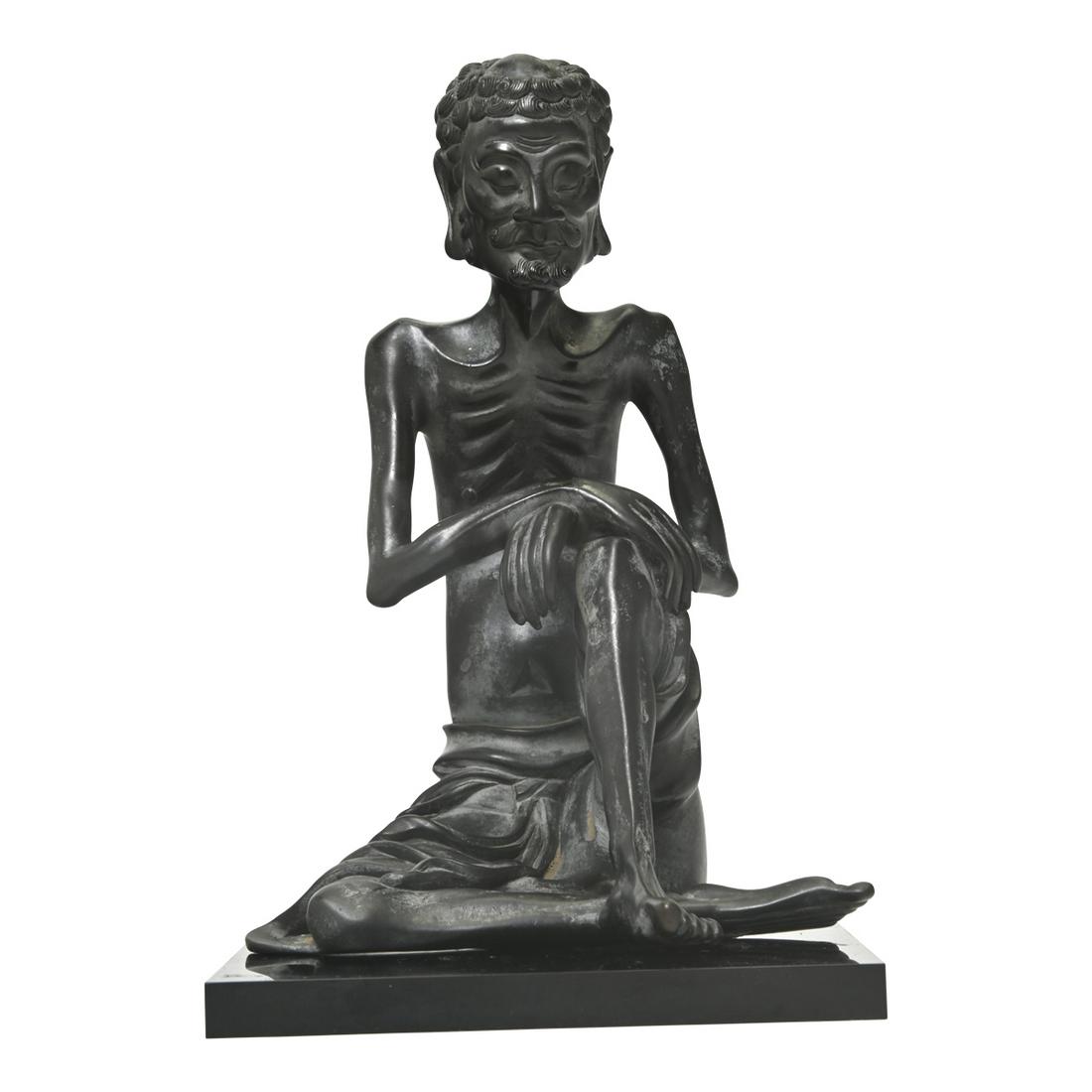 A Bronze Figure of A seated Ascetic Buddha Shakyamuni. (1 of 3)