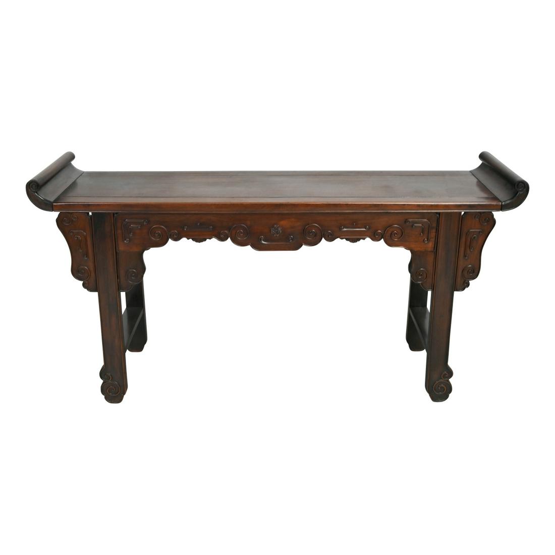 A Carved Chinese Rosewood Altar Table. (1 of 2)