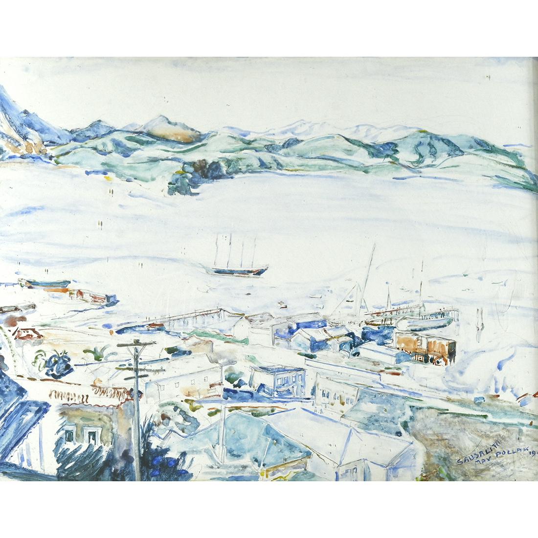 Max Pollak,''Sausalito'', watercolor (1 of 4)