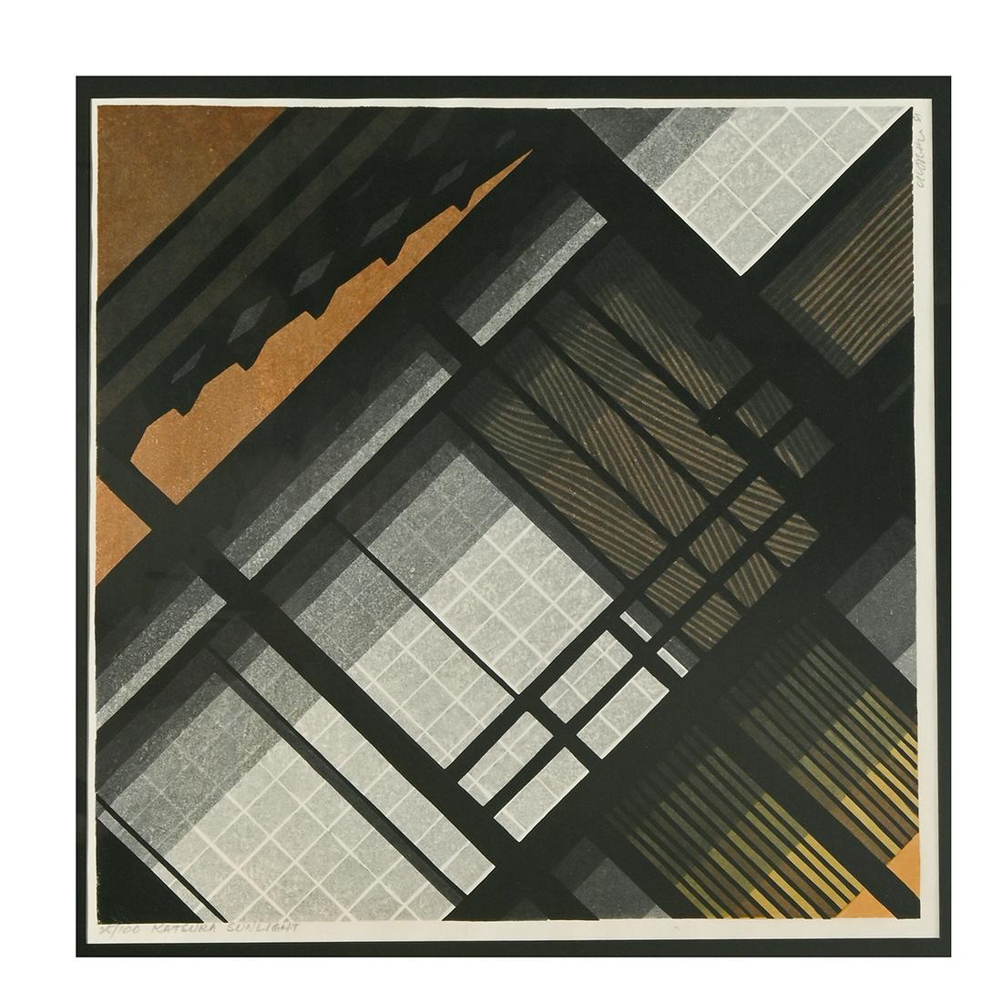 Clifton Karhu,''Katsura Sunset'' 1981, woodcut print (1 of 5)