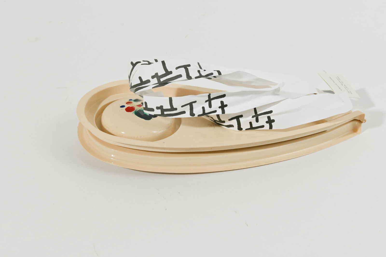 Richard Tuttle, ''Open carefully'', 2000, mixed media;: RICHARD TUTTLE (American, b. 1941), ''Open carefully'', 2000, mixed media; digital print; collage; plastic; rock. Circa 6 3/8 x 10 11/16 x 2 3/8 inches. With box: 5.25 x 10.5 x 4 inches . Published in