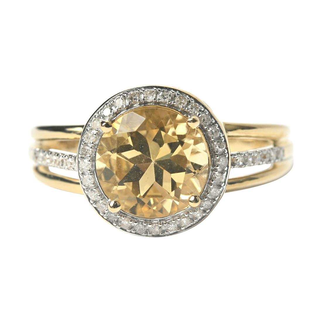 Citrine, Diamond, 14k Yellow Gold Ring. (1 of 3)