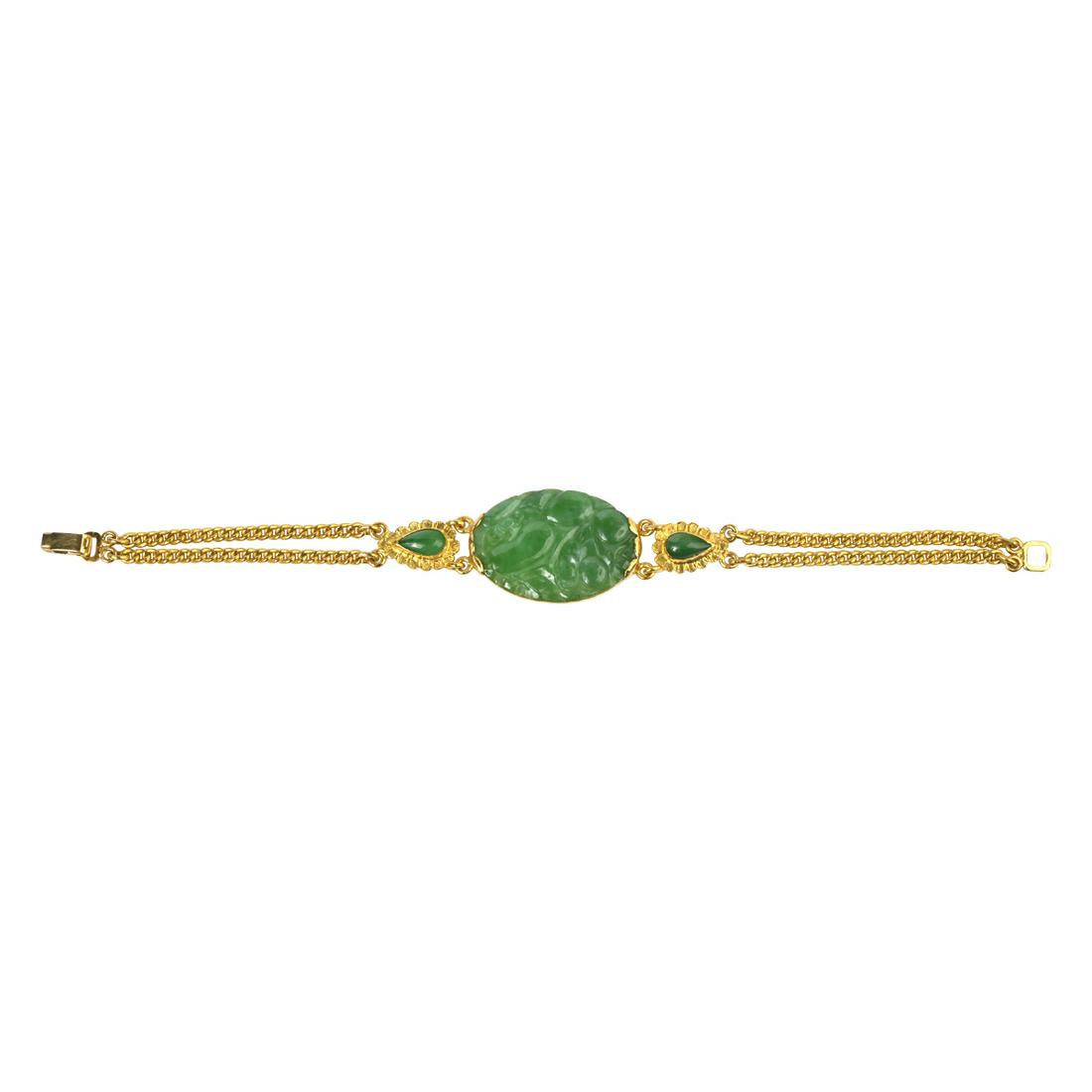 Jadeite Jade, 24k Yellow Gold, Gold-Filled Bracelet. (1 of 4)