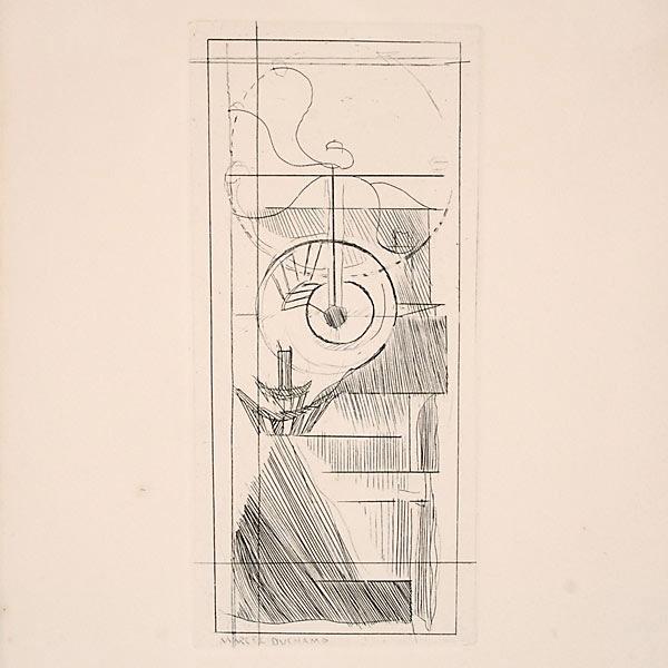 MARCEL DUCHAMP, "Coffee Mill": MARCEL DUCHAMP (International, 1887-1968). "Coffee Mill". Etching, 1921, printed 1947 in an edition of 435. Signed in the plate. Plate: 7 x 3 1/8 inches; sheet: 8 1/2 x 7 1/2 inches. In very good cond