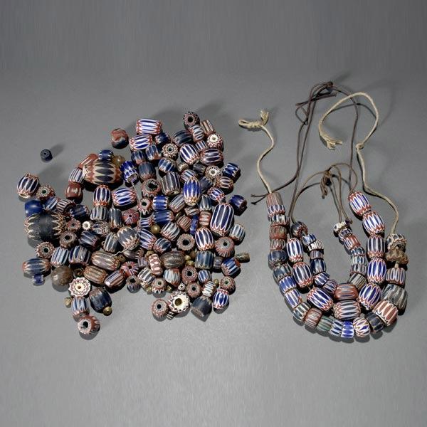Lot of Assorted African Chevron Trade Beads: Lot of Assorted African Chevron Trade Beads