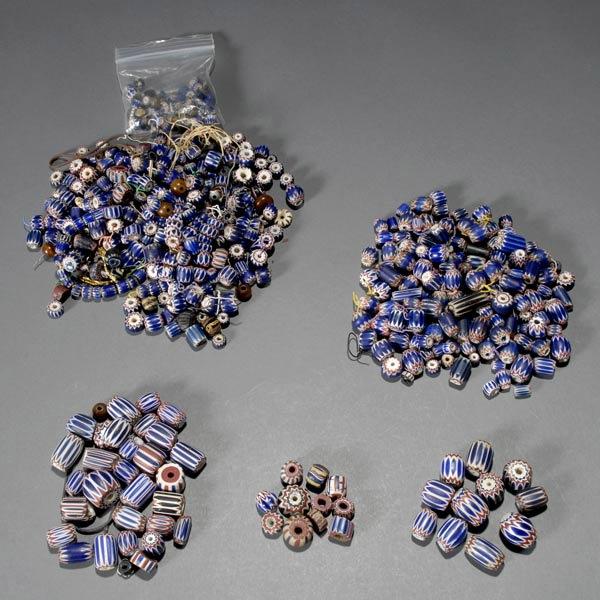 Lot of Assorted African Chevron Trade Beads: Lot of Assorted African Chevron Trade Beads