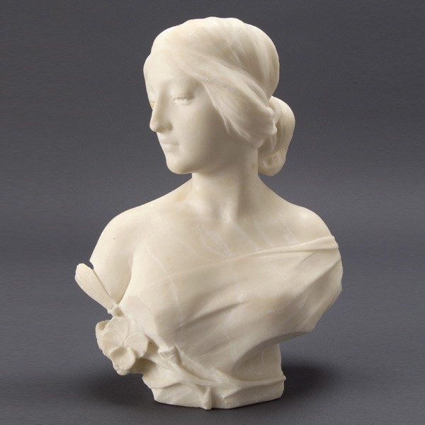 Alabaster Bust Inscribed A. Frilli Firenze: Italian Alabaster Bust Inscribed "A. Frilli Firenze" {Height 11 1/2 inches}