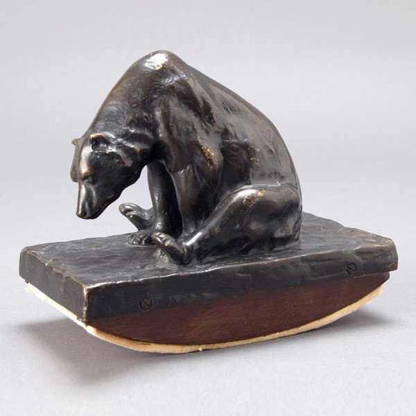 Frederick Gornik Austrian Bronze Ink Blotter: Austrian Bronze Ink Blotter, Frederick Gornik, in the form of a seated bear, Arthur Rubenstein Foundry mark; Inscribed dedication "Nick A Ranzulo, Love LNL 12-25-70" {Height 5 3/4 inches}