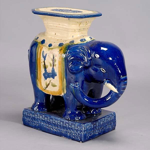 A Chinese Earthenware Elephant Form Garden Seat: A Chinese Earthenware Elephant Form Garden Seat {Dimensions 24 x 24 x 11 inches}