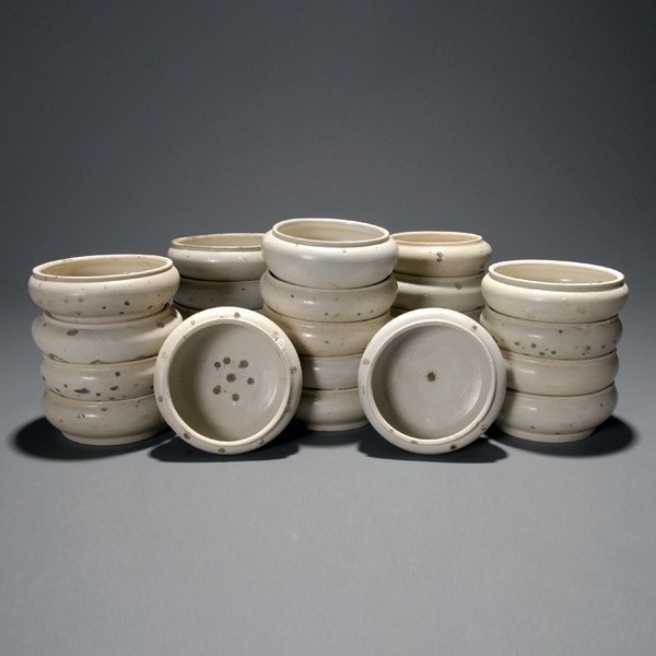 23 Hoi An Hoard Enamel Vietnamese Dishes,15/16th C: Twenty-three Hoi An Hoard Enamel Vietnamese Dishes, Late 15th/Early 16th Century {Average diameter 4 1/4 inches}
