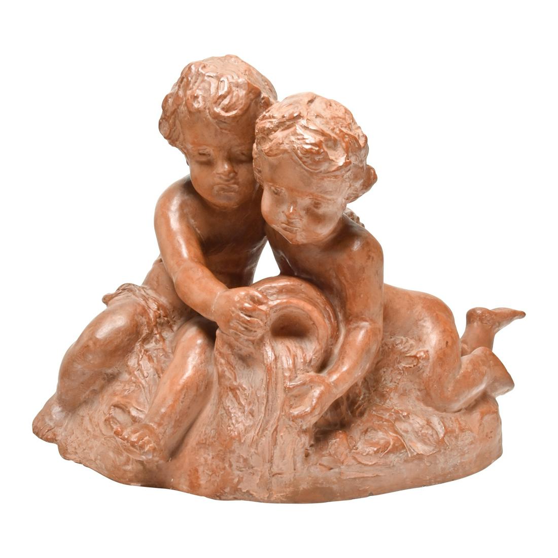 French Beaux Arts Terracotta Sculpture Signed Leonardi. (1 of 4)