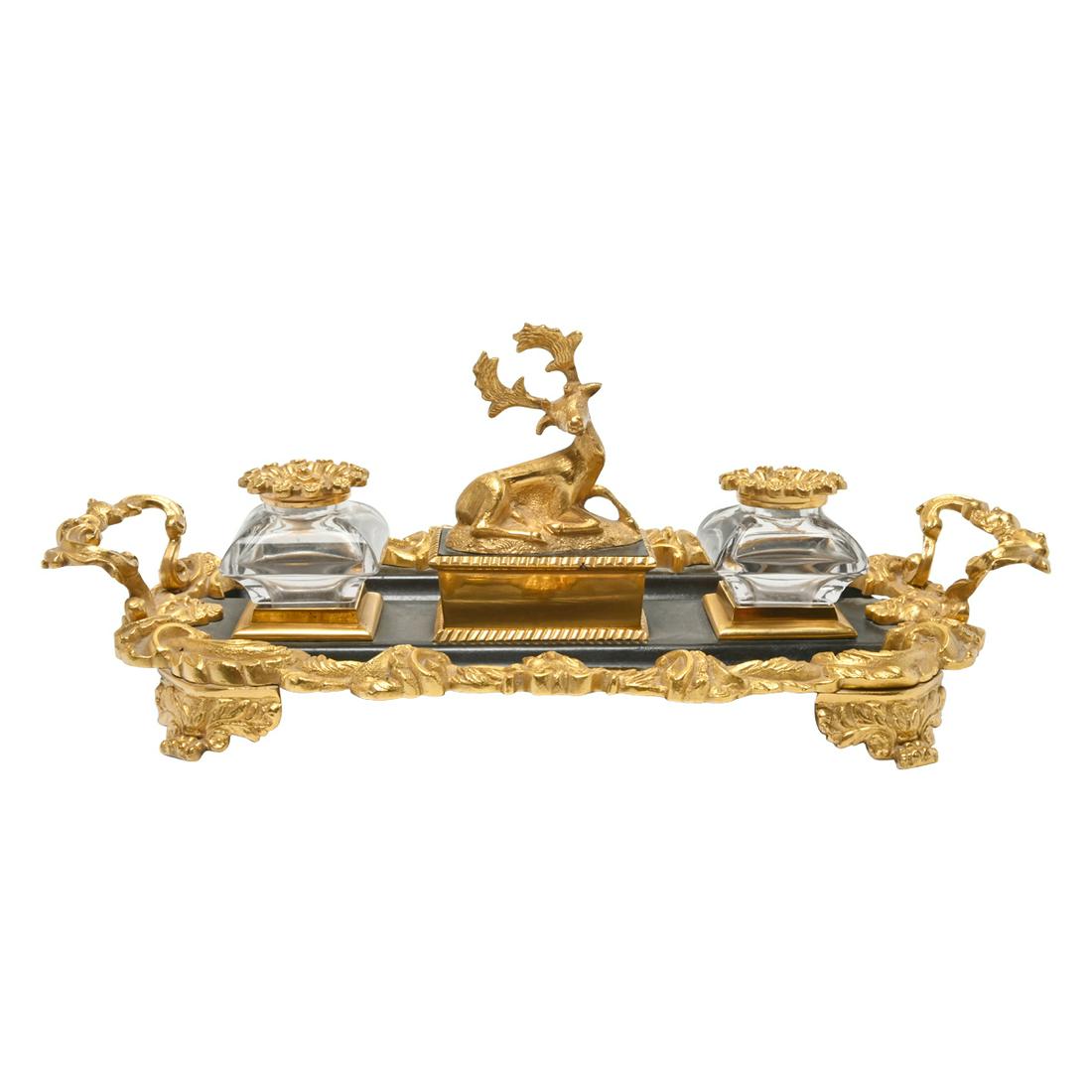 19th Century Victorian Gilt Bronze Inkwell. (1 of 4)