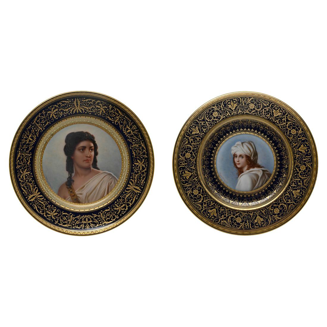 Two Vienna Style Porcelain Cabinet Plates, Signed (1 of 5)